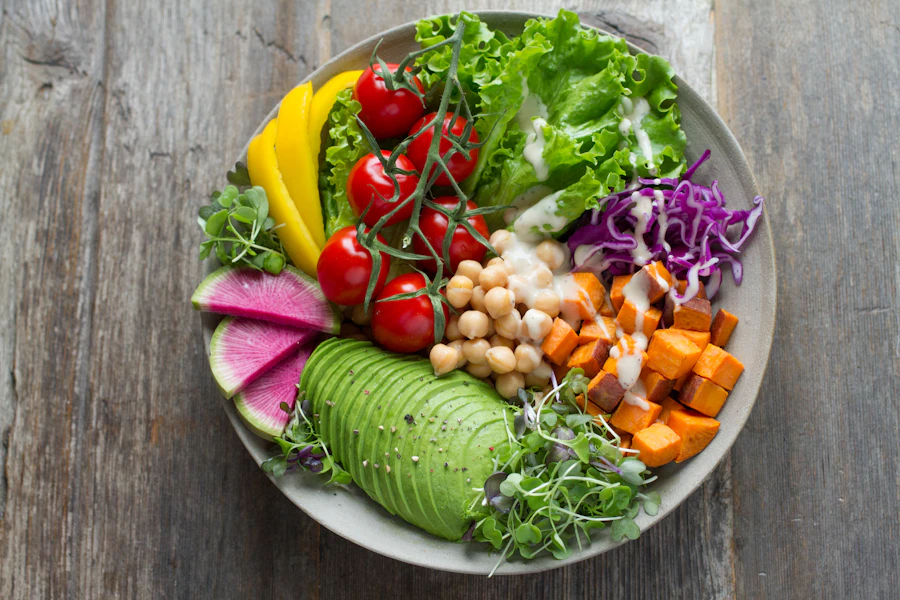 Colorful bowl of vegetables and salad